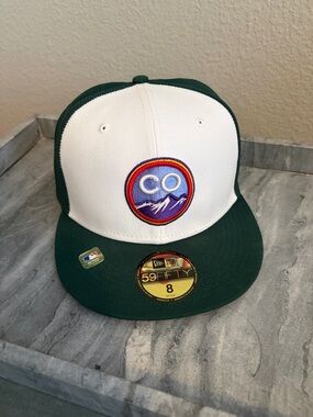New Era White and Dark Green CO Patch Snapback Hat